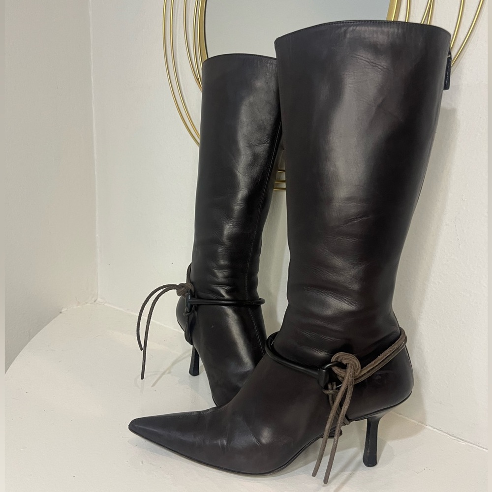 Gucci by Tom Ford dark brown leather calf boots